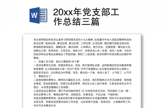 20xx年党支部工作总结三篇