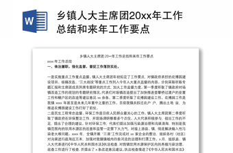 2021乡镇人大主席团20xx年工作总结和来年工作要点