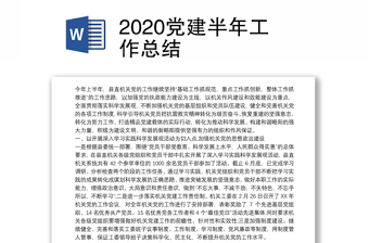 2020党建半年工作总结