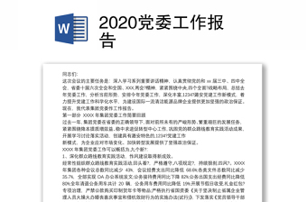 2020党委工作报告