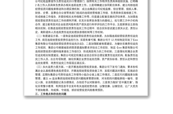 集团公司落实违规经营投资责任追究工作体系建设情况报告