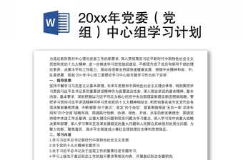 20xx年党委（党组）中心组学习计划