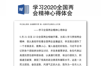 学习2020全国两会精神心得体会