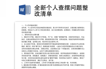 全新个人查摆问题整改清单