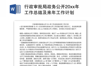 行政审批局政务公开20xx年工作总结及来年工作计划