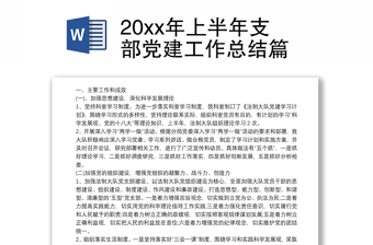 20xx年上半年支部党建工作总结篇