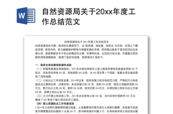 自然资源局关于20xx年度工作总结范文