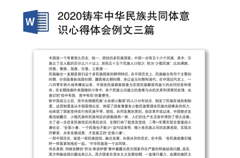 2020铸牢中华民族共同体意识心得体会例文三篇