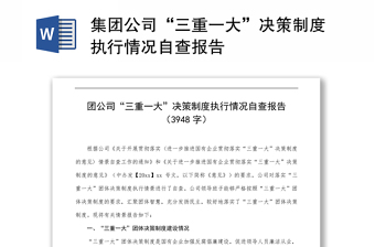 集团公司“三重一大”决策制度执行情况自查报告