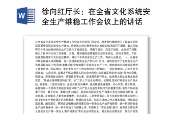 徐向红厅长：在全省文化系统安全生产维稳工作会议上的讲话