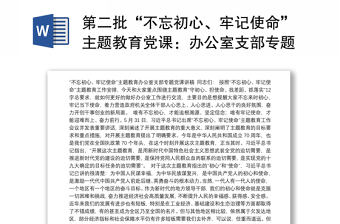 第二批“不忘初心、牢记使命”主题教育党课：办公室支部专题党课讲稿