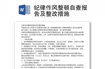 纪律作风整顿自查报告及整改措施