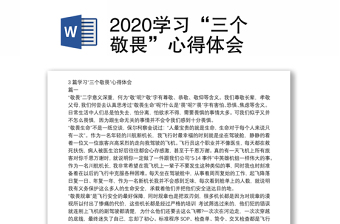 2020学习“三个敬畏”心得体会