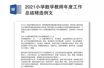 2021小学数学教师年度工作总结精选例文