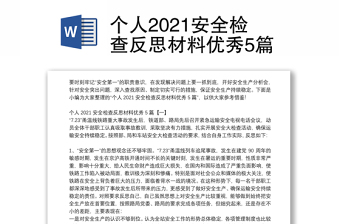 个人2021安全检查反思材料优秀5篇