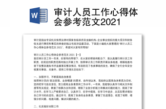 审计人员工作心得体会参考范文2021