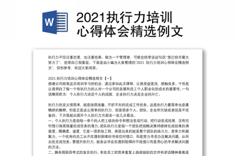 2021执行力培训心得体会精选例文