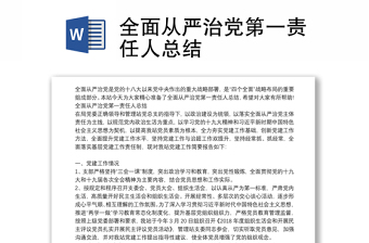 全面从严治党第一责任人总结