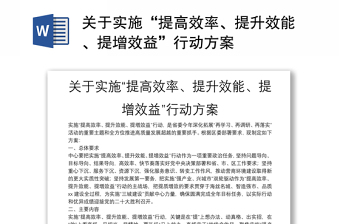 关于实施“提高效率、提升效能、提增效益”行动方案