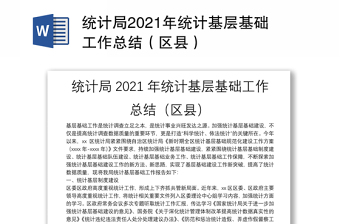 统计局2021年统计基层基础工作总结（区县）