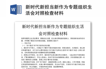 新时代新担当新作为专题组织生活会对照检查材料