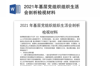 基层党组织组织生活会剖析材料