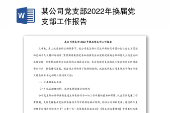 某公司党支部2022年换届党支部工作报告