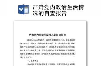 严肃党内政治生活情况的自查报告