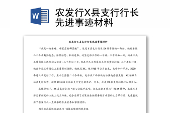 农发行X县支行行长先进事迹材料