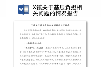 X镇关于基层负担相关问题的情况报告