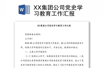 XX集团公司党史学习教育工作汇报