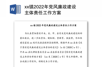 2022党风廉政建设主体责任方案