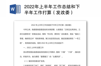2022年上半年工作总结和下半年工作打算（发改委）