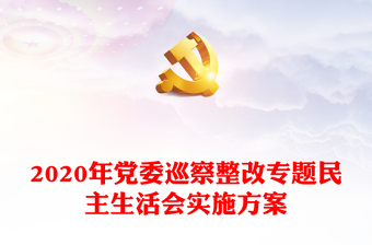 2020年党委巡察整改专题民主生活会实施方案