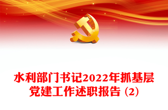 水利部门书记2022年抓基层党建工作述职报告 (2)