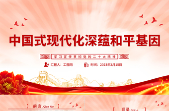 2023中国式现代化深蕴和平基因PPT党政风学习宣传贯彻党的二十大精神专题党课党建课件