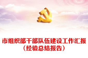 市组织部干部队伍建设工作汇报（经验总结报告）