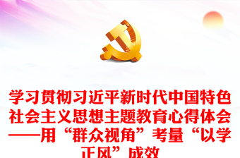 学习贯彻习近平新时代中国特色社会主义思想主题教育心得体会——用“群众视角”考量“以学正风”成效