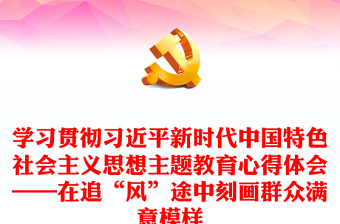 学习贯彻习近平新时代中国特色社会主义思想主题教育心得体会——在追“风”途中刻画群众满意模样