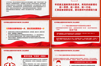 学习第二批主题教育PPT红色质感新时代中国特色社会主义思想主题教育微宣讲