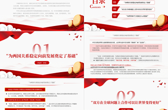 简约风开辟中美关系面向未来的新愿景PPT深入学习中美元首峰会专题课件模板