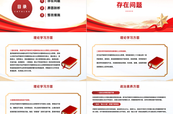 专题组织生活会个人对照检查材料PPT红色党政风主题教育专题党课课件