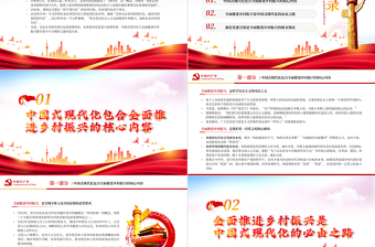 强化党建引领全面推进乡村振兴PPT精美风党员干部学习教育专题党课课件模板