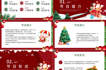 2023红色卡通风圣诞节节日介绍主题内容PPT模板