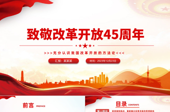 改革开放45周年专题PPT大气简洁我国改革开放的方法论党课下载