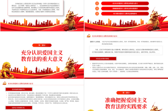 精美风深入学习《中华人民共和国爱国主义教育法》PPT党课课件