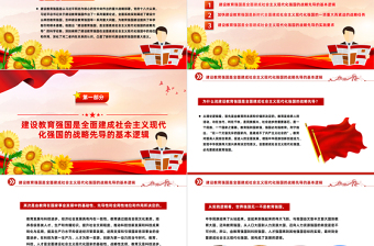 精美风把握全面建成社会主义现代化强国的战略先导PPT建设教育强国的重大意义课件