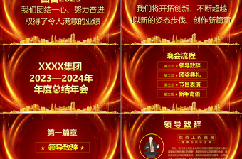 2024企业年度誓师大会PPT红色实用年终颁奖典礼模板