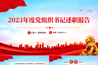 党组书记述职PPT红色简洁基层党组织年度党建汇报模板