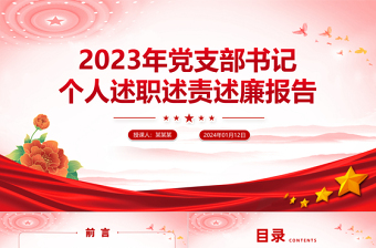 党支部书记述职述责述廉PPT红色大气基层党组织书记抓党建述职模板